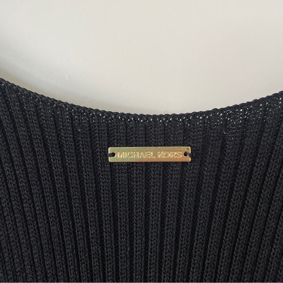 MICHAEL KORS Black V-Neck Knitted Ribbed Sleeveless Dress XS - Picture 8 of 9